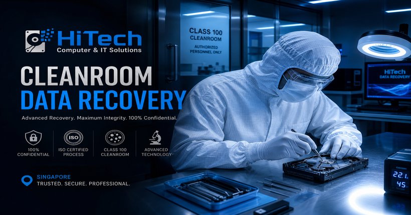 Cleanroom data recovery in Singapore — Class 100 certified environment for hard drive platter recovery