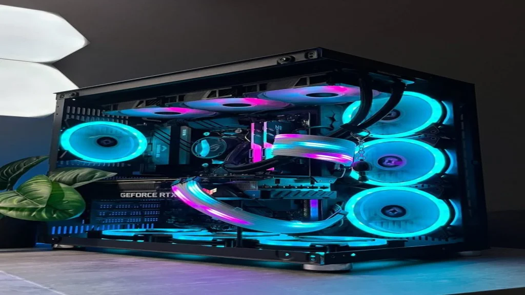 High-end gaming PC with panoramic glass case and RGB lighting for enthusiasts